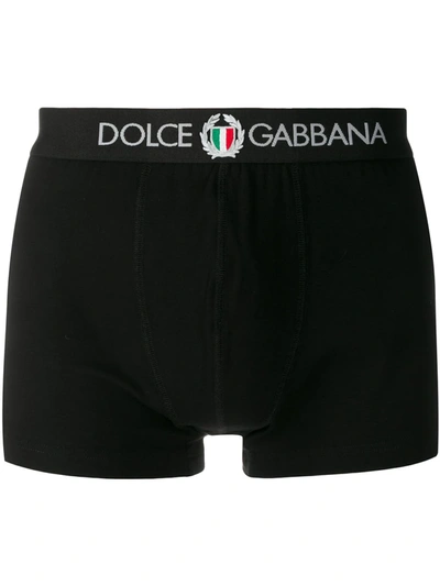 Shop Dolce & Gabbana Logo Embroidered Boxers In Black