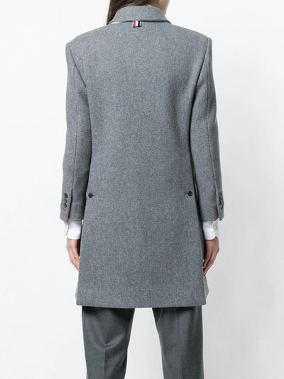 Shop Thom Browne Unlined Bal Collar Overcoat In Boiled Wool In Grey