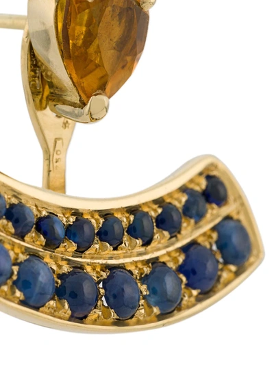 Shop Dubini 18kt Yellow Gold, Sapphire And Citrine Theodora Earrings