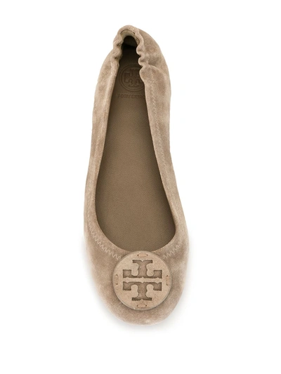 Shop Tory Burch Minnie Travel Ballerina Shoes In Brown
