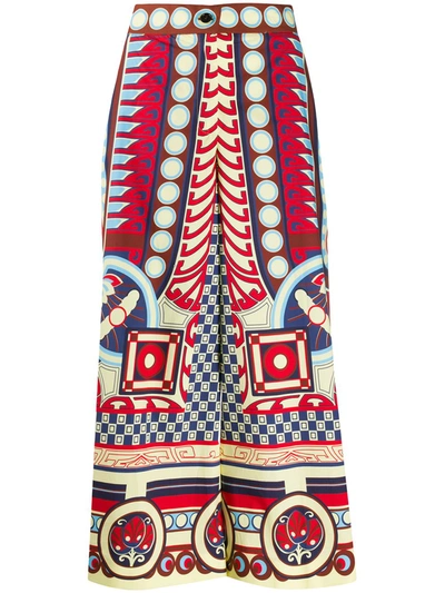 Shop La Doublej Mixed Pattern Cropped Trousers In Red