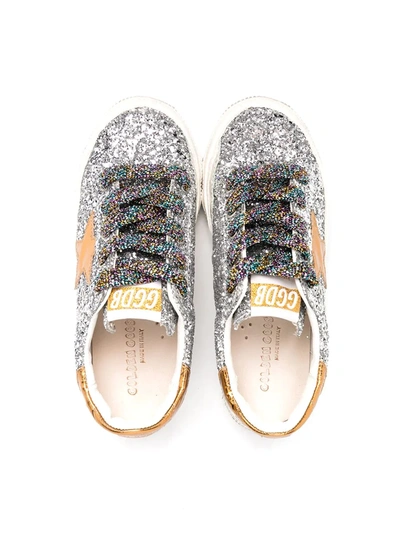 Shop Golden Goose Super-star Glittery Low-top Sneakers In Silver