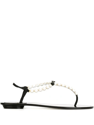 Shop René Caovilla Embellished Thong Sandals In White