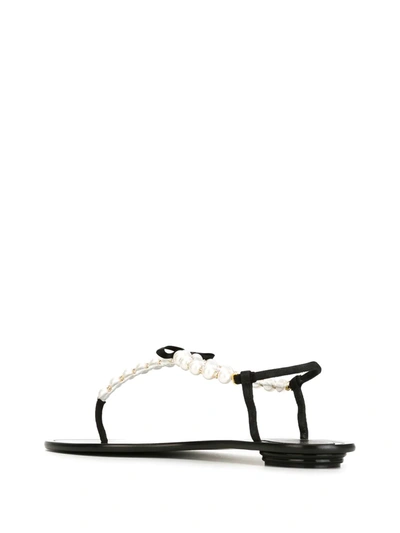 Shop René Caovilla Embellished Thong Sandals In White