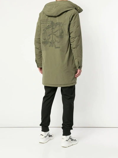 Shop Makavelic Scale Print Hooded Parka In Green
