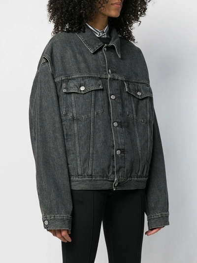 Shop Mm6 Maison Margiela Convertible Sleeve Denim Jacket In 855 Black