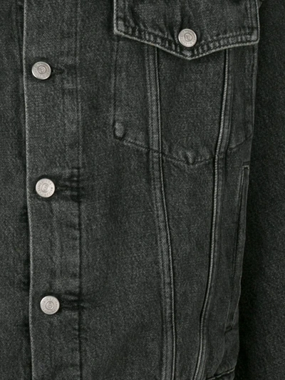 Shop Mm6 Maison Margiela Convertible Sleeve Denim Jacket In 855 Black