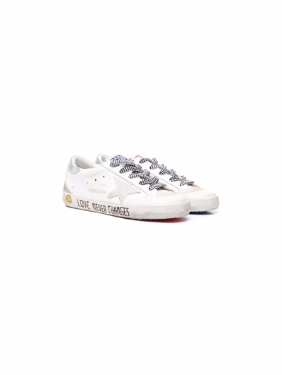 Shop Golden Goose Love Never Changed Low-top Leather Sneakers In White