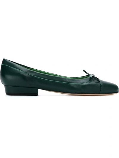 Shop Sarah Chofakian Bow Detail Ballerinas In Green