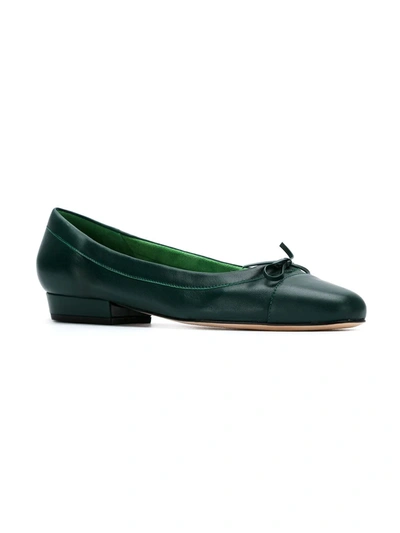 Shop Sarah Chofakian Bow Detail Ballerinas In Green