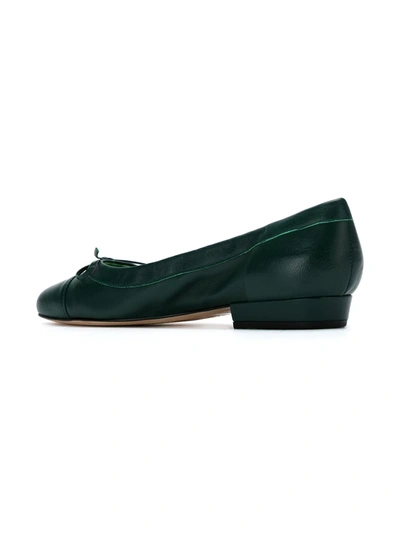 Shop Sarah Chofakian Bow Detail Ballerinas In Green