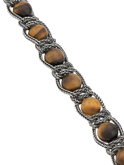 Shop Emanuele Bicocchi Beaded Chain Bracelet In Brown