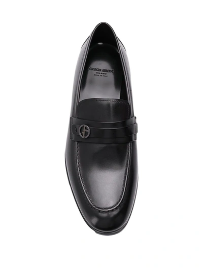 Shop Giorgio Armani Logo-plaque Loafers In Black