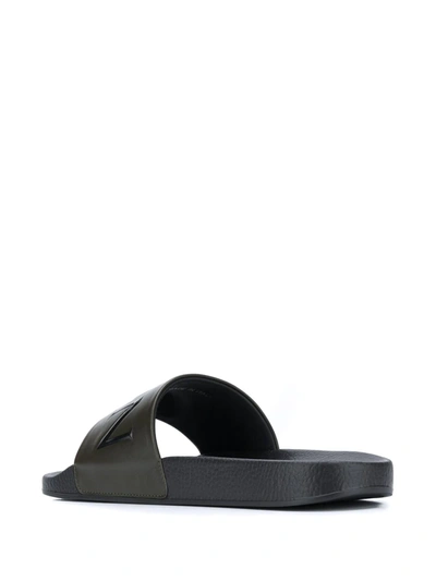 Moncler Bastien Leather Slides In Green