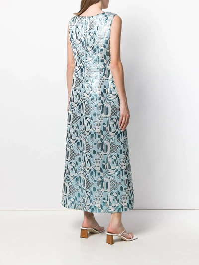 Pre-owned A.n.g.e.l.o. Vintage Cult 1970's Geometric Jacquard Gown In Blue