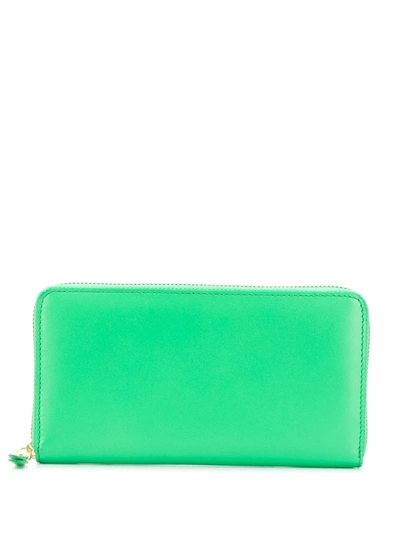 Comme Des Garçons Zip-around Leather Wallet In Green