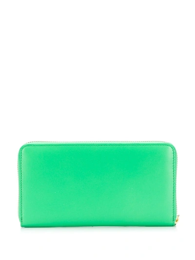 Comme Des Garçons Zip-around Leather Wallet In Green