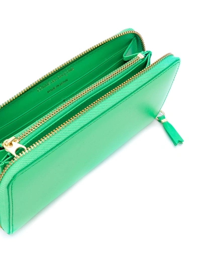 Comme Des Garçons Zip-around Leather Wallet In Green