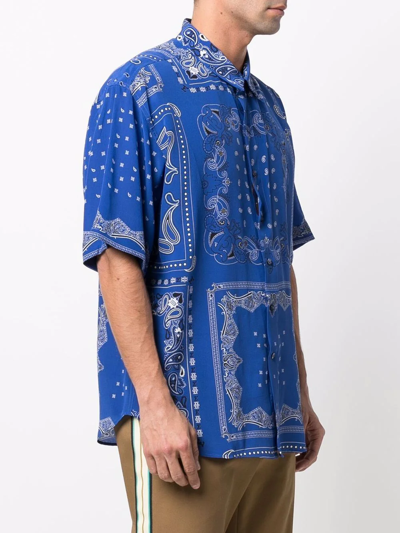 Etro Paisley Bandana Print Short-sleeved Shirt In Blue