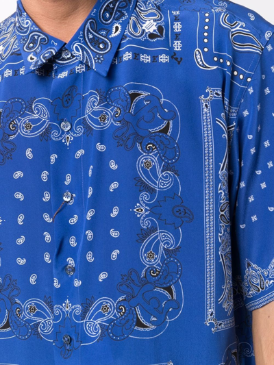 Shop Etro Bandana-print Silk Shirt In Blau