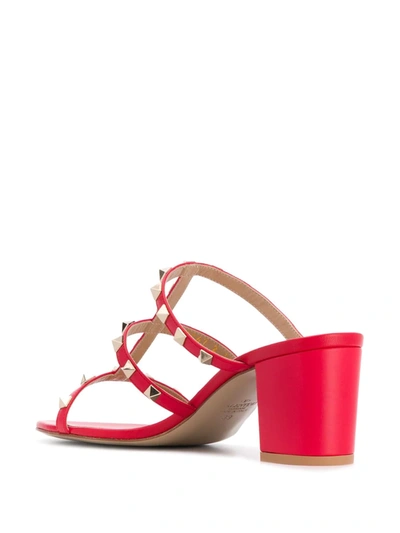 Shop Valentino Rockstud Sandals In Red