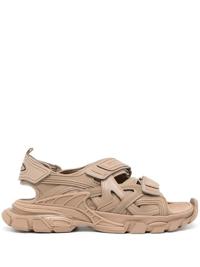 Shop Balenciaga Track Touch-strap Sandals In Brown