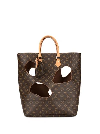 Pre-owned Louis Vuitton X Comme Des Garçons Burned Holes Monogram Tote Bag  In Brown