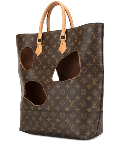 Pre-owned Louis Vuitton X Comme Des Garçons Burned Holes Monogram Tote Bag In Brown
