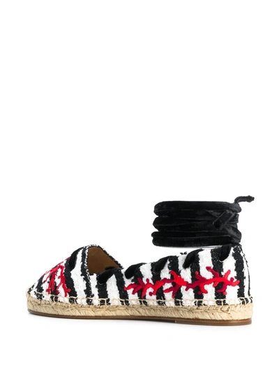 Shop Aquazzura Striped Contrast Embroidered Espadrilles In White