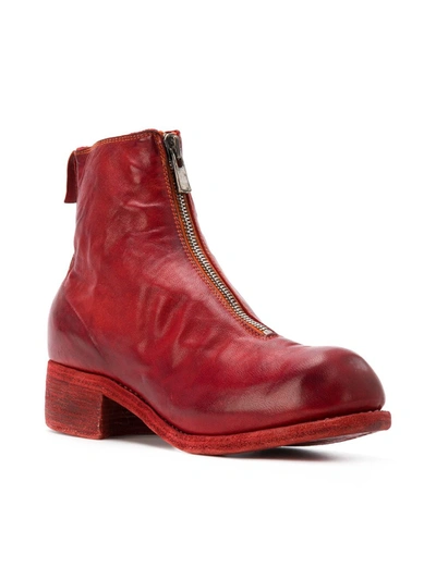 Shop Guidi Front Zip Ankle Boots In Red