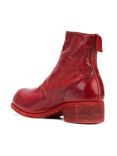 Shop Guidi Front Zip Ankle Boots In Red