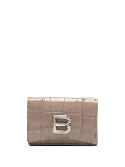 Shop Balenciaga Hourglass Mini Wallet In Neutrals