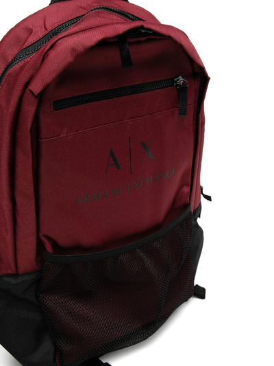 Shop Armani Exchange Two-tone Zip-up Backpack In Rot