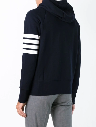 Shop Thom Browne 4-bar Jersey Zip-up Hoodie In Blue