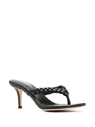 Shop Gianvito Rossi Braided Thong Sandals In Black