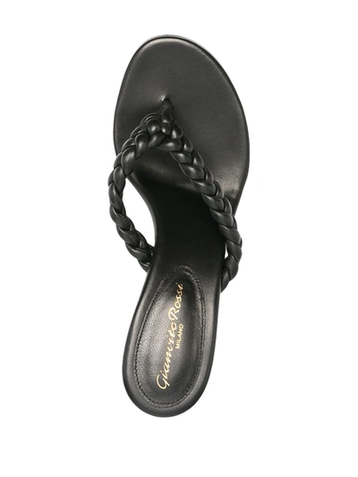 Shop Gianvito Rossi Braided Thong Sandals In Black