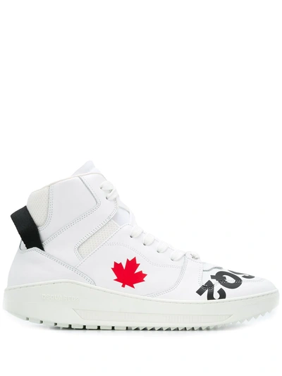 Shop Dsquared2 Logo-print High-top Trainers In White