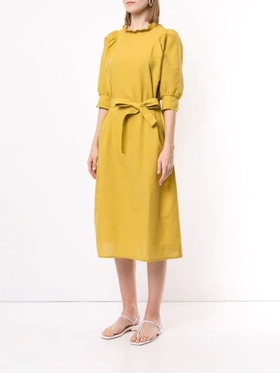 Shop Atlantique Ascoli Belted Day Dress In Yellow