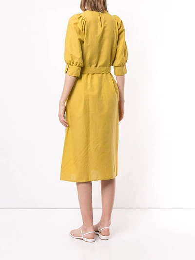 Shop Atlantique Ascoli Belted Day Dress In Yellow