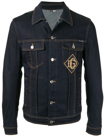 Shop Dolce & Gabbana Logo Patch Denim Jacket In Blue