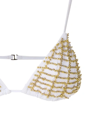 Shop Amir Slama Beaded Triangle Bikini Set In White