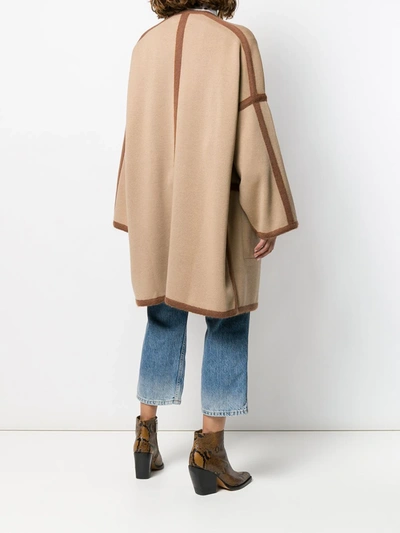 Shop Chloé Contrast Trims Cardi-coat In Brown