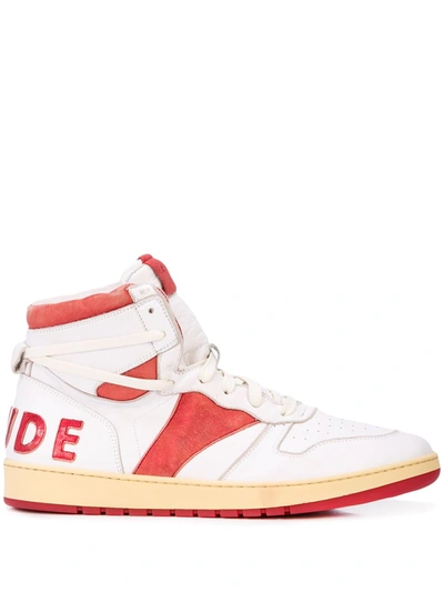 Shop Rhude Bball Hi-top Sneakers In White