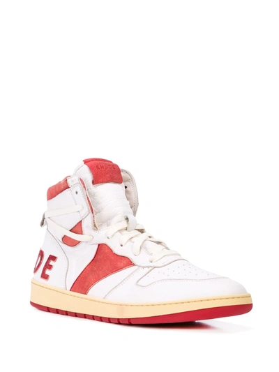 Shop Rhude Bball Hi-top Sneakers In White