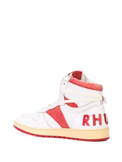 Shop Rhude Bball Hi-top Sneakers In White