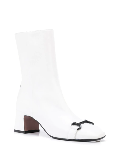 Madison.maison Horsebit Leather Boots In Weiss