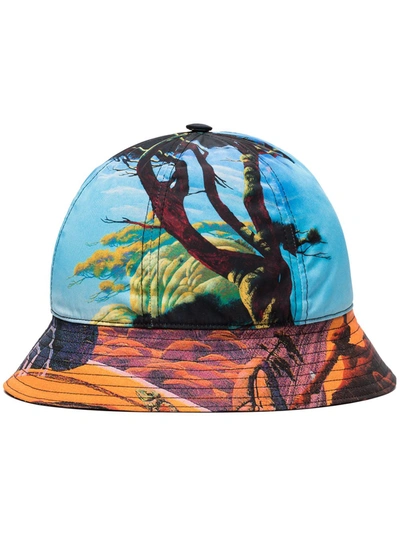 Shop Valentino Floating Island Print Bucket Hat In Blue