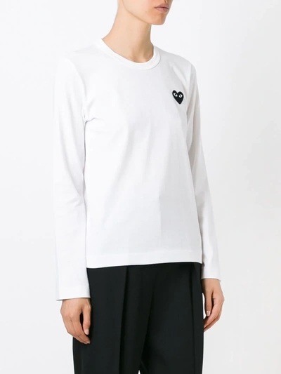 Shop Comme Des Garçons Play Embroidered Heart Longsleeved T-shirt In White