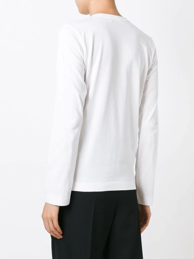 Shop Comme Des Garçons Play Embroidered Heart Longsleeved T-shirt In White