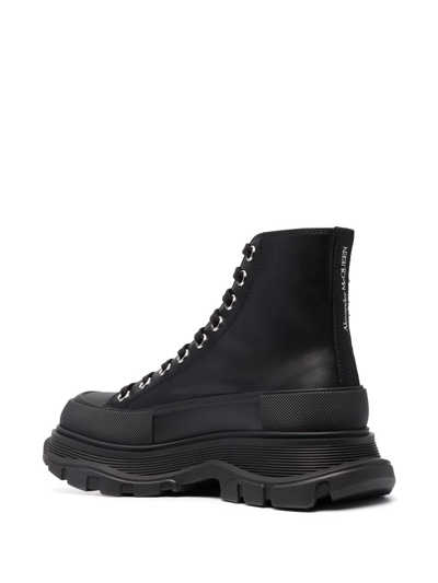 Shop Alexander Mcqueen Tread Slick Lace-up Boots In Black